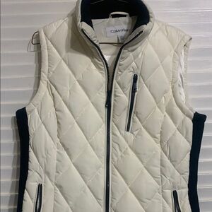 Calvin Klein puff zippered vest cream and black size S